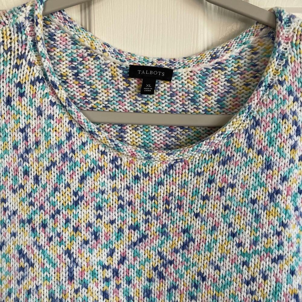 Talbots Confetti Roll Neck Knit Sweater Sz XL Pastels Pullover Cabincore Cozy - Picture 4 of 9